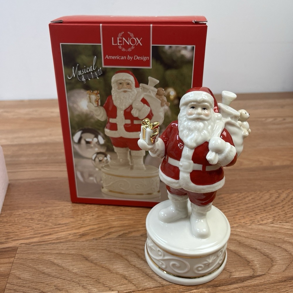 Lenox Wonderland Wishes Santa Music Box Plays Up on the Rooftop  NEW‎ in Box